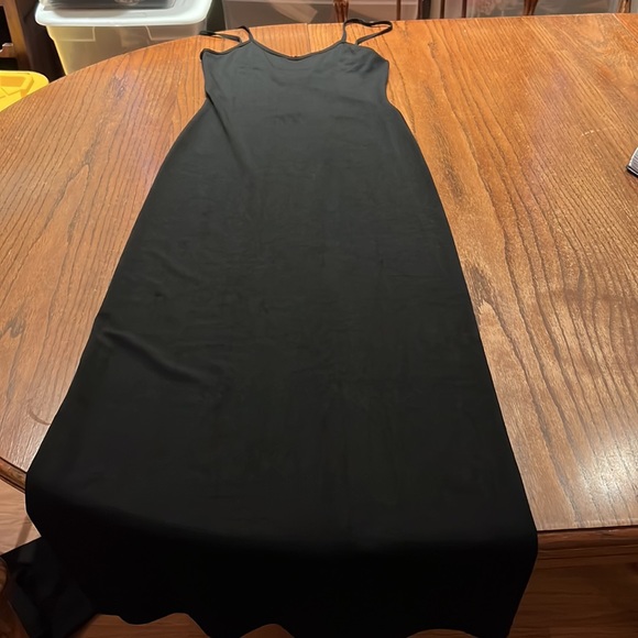 Dalmys Vintage Black Slip Dress With Spaghetti Straps Maxi Length Size M - Picture 2 of 7